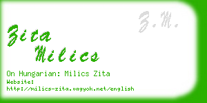 zita milics business card